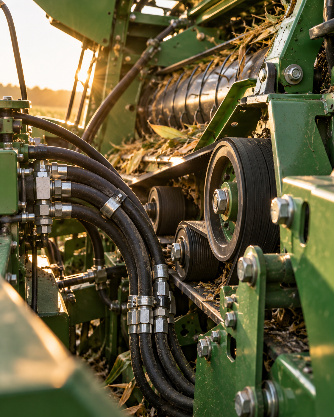 Detalle técnico de maquinaria agrícola
